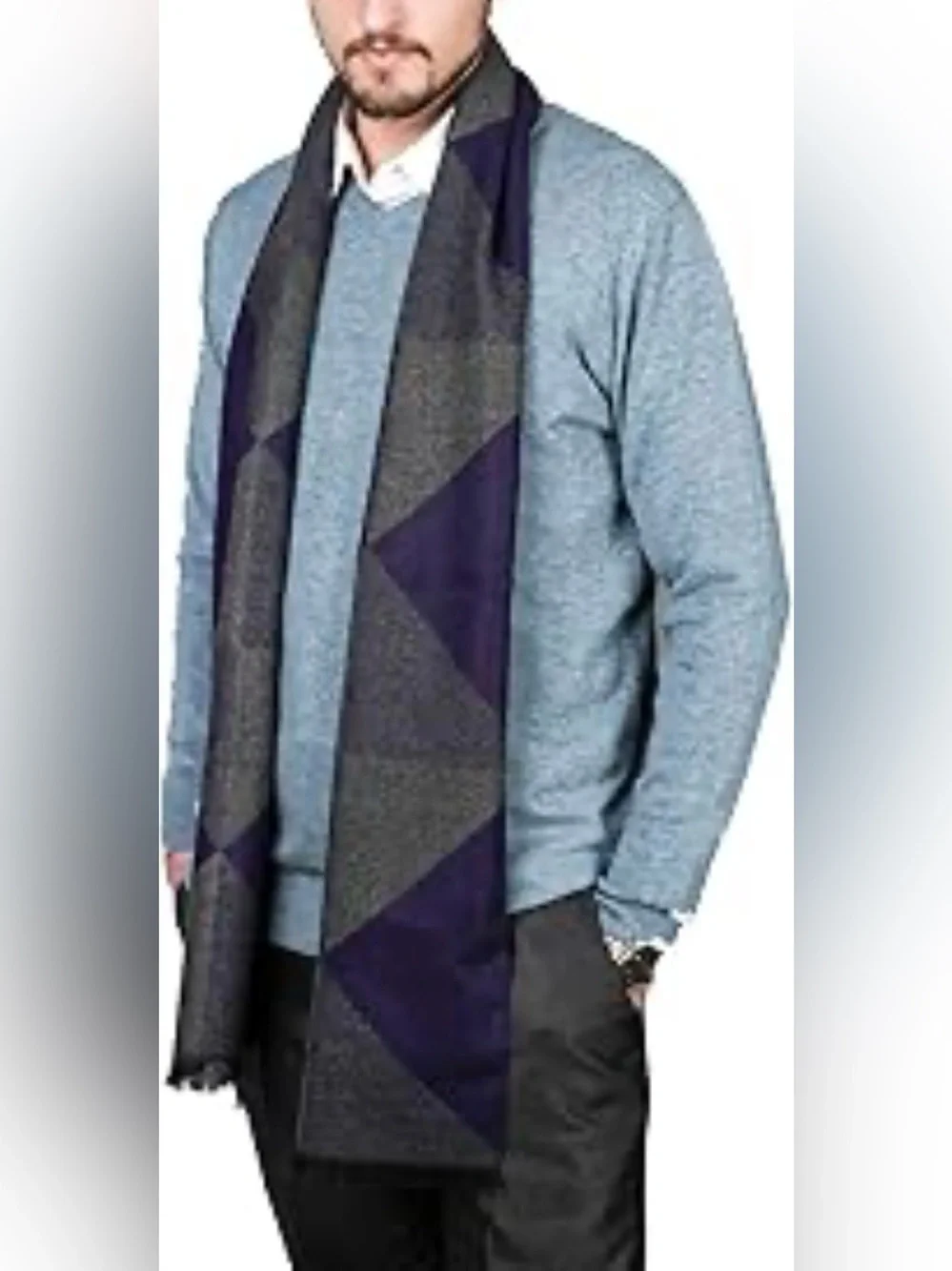 Acrylic Cashmere Scarf NEW Violet Blue Charcoal Grey Classic Preppy Academia